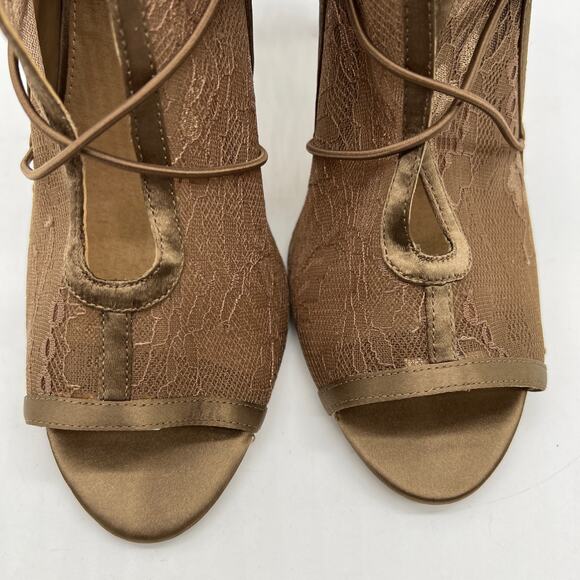 G.I.L.I. Women Heel Size 10 M Peep Toe Elastic Front Booties Kaarina Nude - Picture 5 of 11